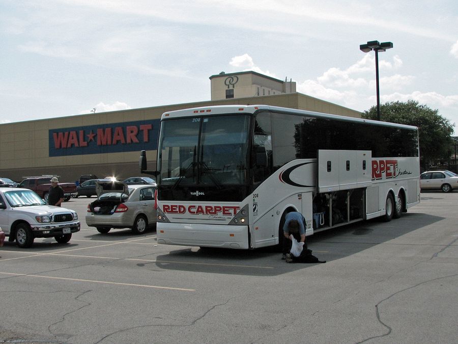 We loaded the bus in the Walmart parking lot on Thursday afternoon.